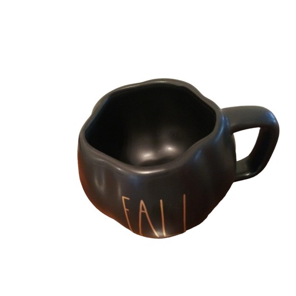 Rae Dunn 'FALL' Black Pumpkin Shaped Coffee Mug Tea Cup Gold Font NW… - Picture 7 of 8